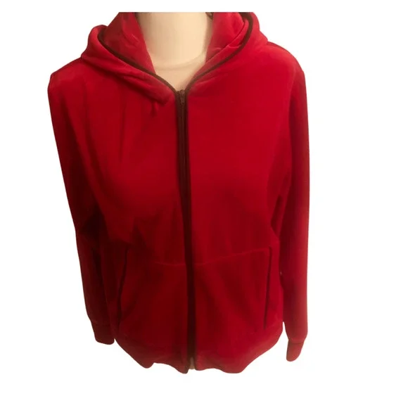 St. John Bay Red Hooded Full Zipper - Picture 5 of 10